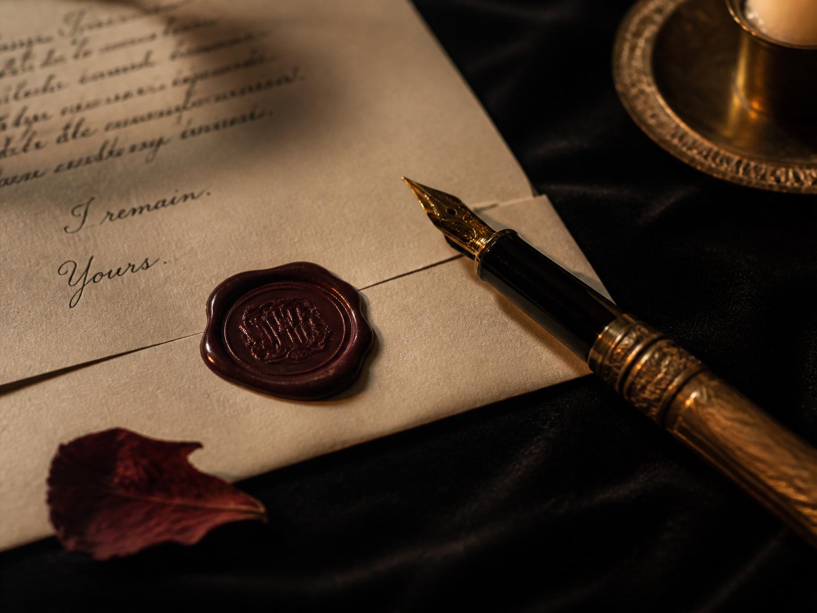 A letter with an oxblood wax seal